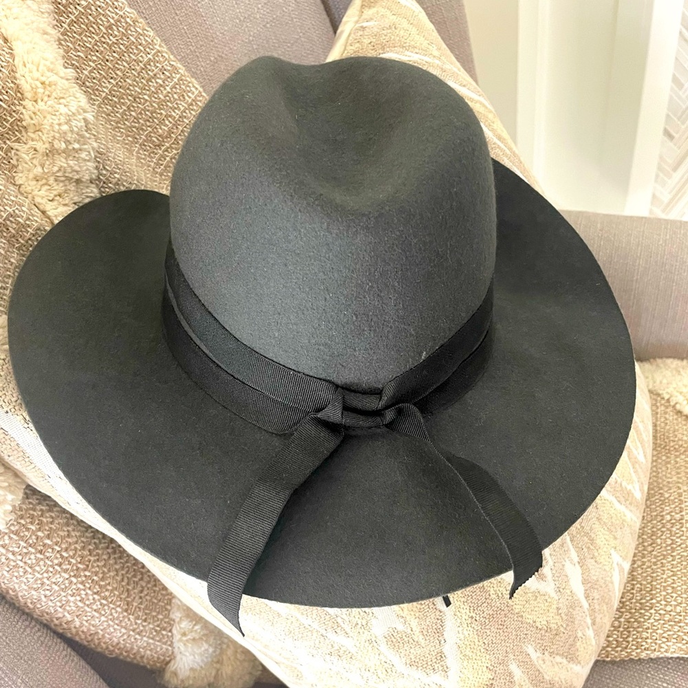 Nordstrom 100% Wool Hat Charcoal One Size Fits All Adjustable Foldable Travel - Picture 4 of 9